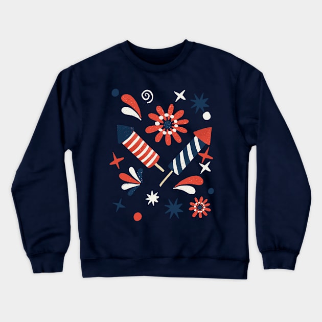 Red, white and blue fireworks Crewneck Sweatshirt by Home Cyn Home 